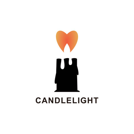 logo illustration candle with love fire designのイラスト素材