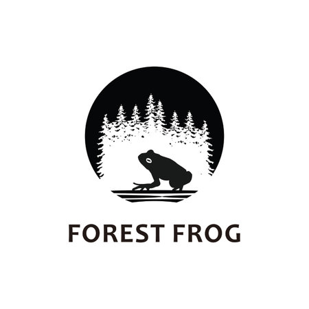 Frog icon with pine tree backgroundのイラスト素材