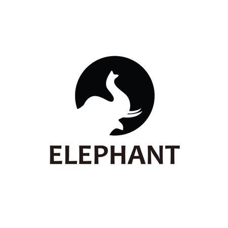 Circle Head Elephant Logo Designsのイラスト素材