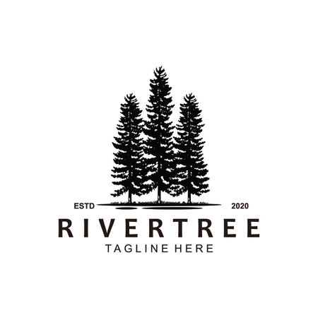 Pine tree logo design symbol templateのイラスト素材