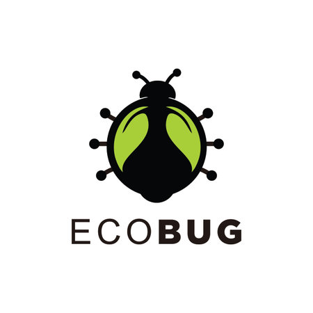 Bug logo,featured bug and leaves in bug bodyのイラスト素材