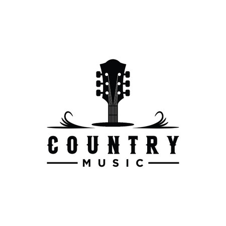 Classic country music, guitar vintage retro logo designの写真素材