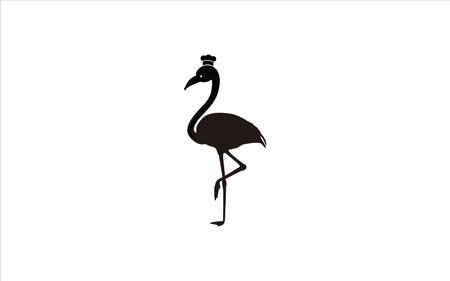 flamingo with chef hat logo symbol designのイラスト素材