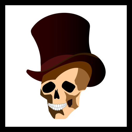 Skull in top hat cartoonのイラスト素材