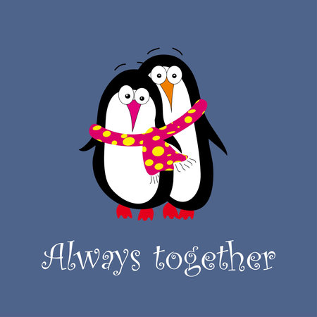 Two penguins in love のイラスト素材