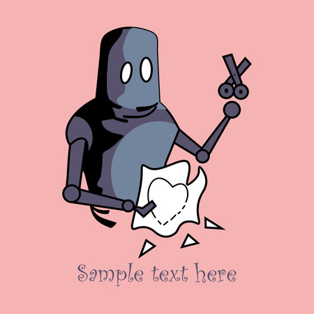 Robot with heart card designのイラスト素材