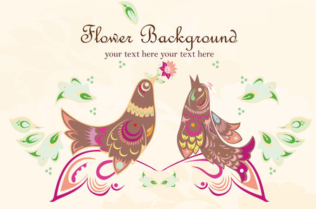 Flower background with birdのイラスト素材
