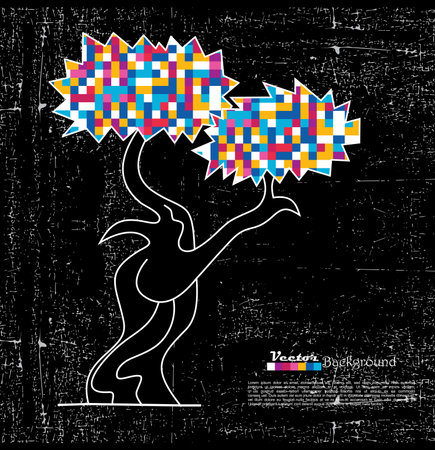 Abstract tree on grunge backfround . Vector.のイラスト素材