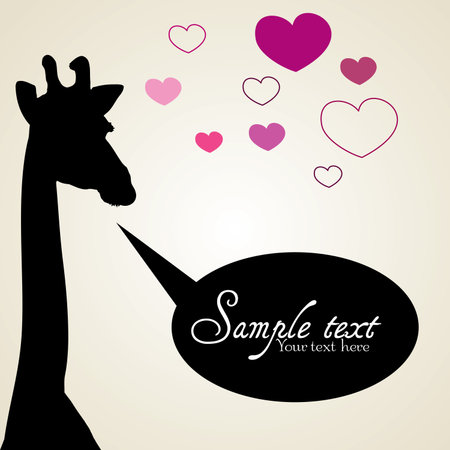 Giraffe in love with chat bubbleのイラスト素材