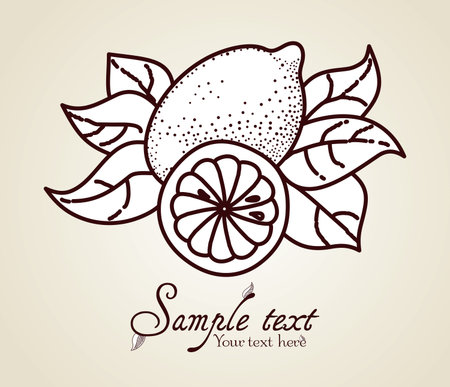 Hand-drawn fruit icon with textのイラスト素材