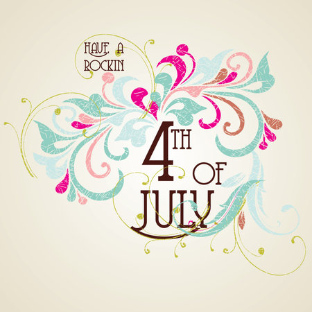 Independence Day- 4 of July- Vintage cardのイラスト素材