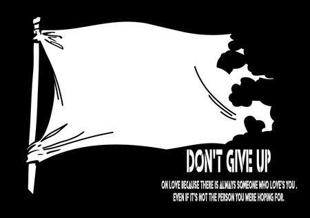 Vector white flying flag on a clear black background for designers のイラスト素材