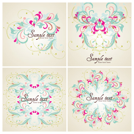 Set of Vintage card design for greeting card, invitation, menu, coveのイラスト素材