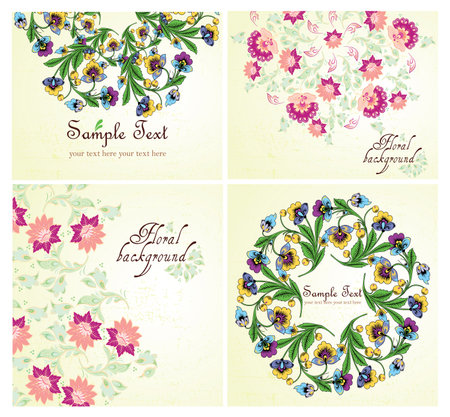 Set of Floral background, greeting cardのイラスト素材