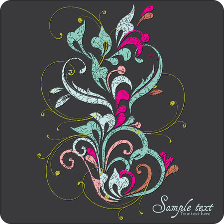 Vintage card design for greeting card, invitation, menu, cover on black backgroundのイラスト素材