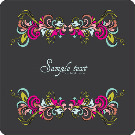 Vintage card design for greeting card, invitation, menu, cover on black backgroundのイラスト素材