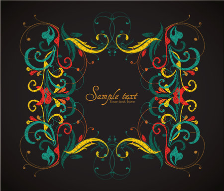 Vintage card design for greeting card, invitation, menu, cover on black backgroundのイラスト素材