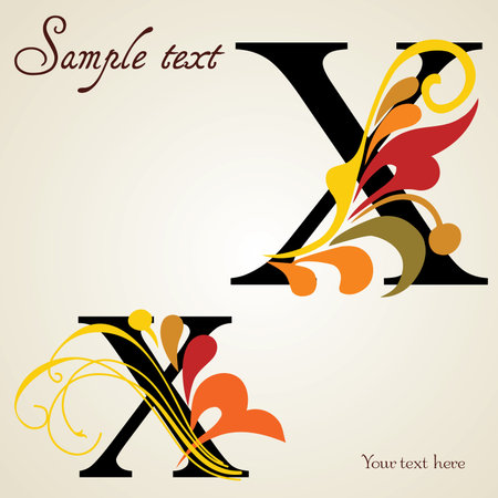 Hand Draw Russian Vintage Alphabetのイラスト素材