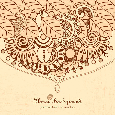 Hand drawn doodle frame with place for text. Vintage vector pattern. Hand drawn abstract background. Decorative retro banner. Can be used for banner, invitation, wedding card, scrapbooking and others.のイラスト素材