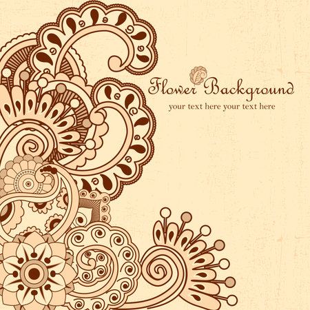 Hand drawn doodle frame with place for text. Vintage vector pattern. Hand drawn abstract background. Decorative retro banner. Can be used for banner, invitation, wedding card, scrapbooking and others.のイラスト素材