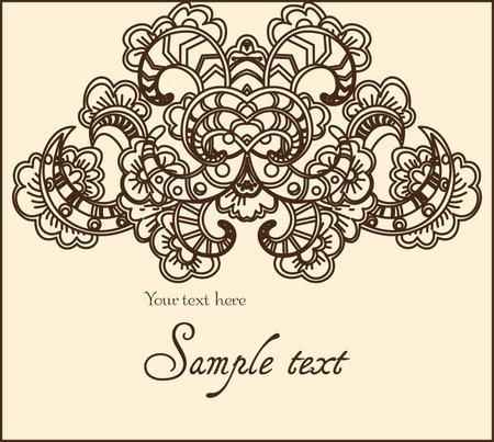 Hand drawn doodle frame with place for text. Vintage vector pattern. Hand drawn abstract background. Decorative retro banner. Can be used for banner, invitation, wedding card, scrapbooking and others.のイラスト素材
