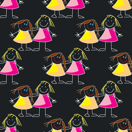 Seamless pattern with cartoon elements. Vector illustration.のイラスト素材
