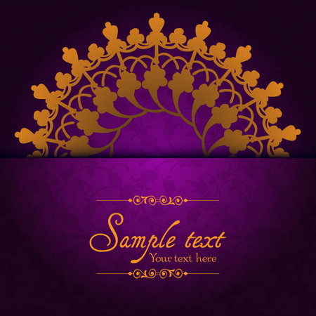 Vintage ornamental template with pattern and decorative frame. Vector illustration.のイラスト素材