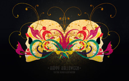 Grunge print with skull. Easy to edit.のイラスト素材