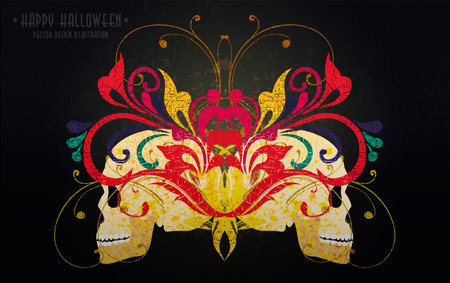 Grunge print with skull. Easy to edit.のイラスト素材