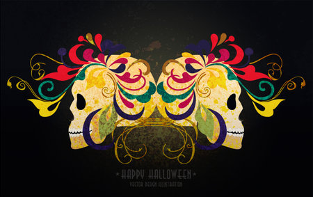 Grunge print with skull. Easy to edit.のイラスト素材