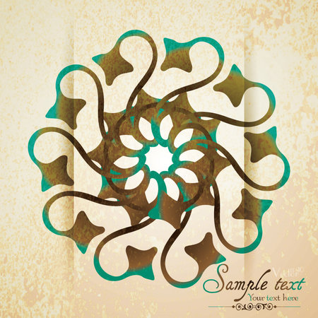 Vintage ornamental template with pattern and decorative frame. Vector illustration.のイラスト素材