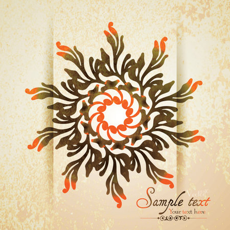 Vintage ornamental template with pattern and decorative frame. Vector illustration.のイラスト素材