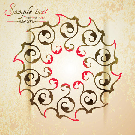 Vintage ornamental template with pattern and decorative frame. Vector illustration.のイラスト素材