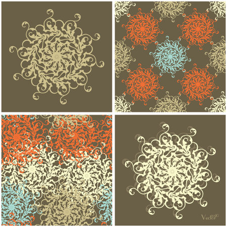 Seamless set and abstract elements vector texture in gentle colorsのイラスト素材