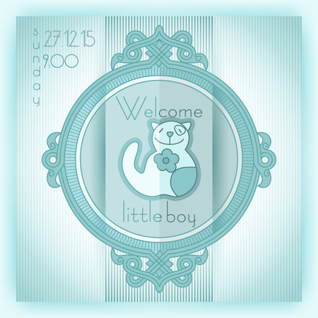 Baby boy shower invitation cardのイラスト素材