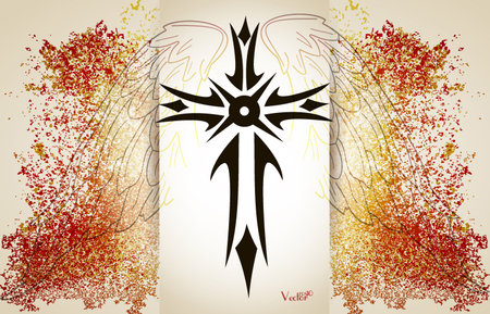 Vector celtic cross with wingsのイラスト素材