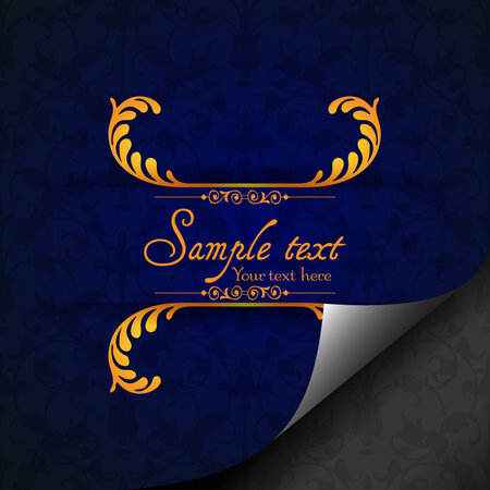 Vintage ornamental template with pattern and decorative frame, curled page design. Vector illustration.のイラスト素材