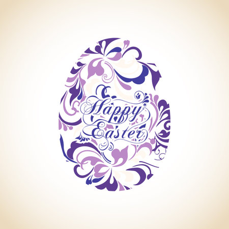 Easter egg decorated with ornamentのイラスト素材