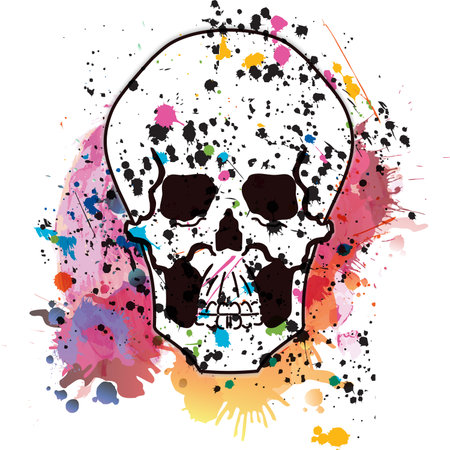 Vector skull on a grunge backgroundのイラスト素材