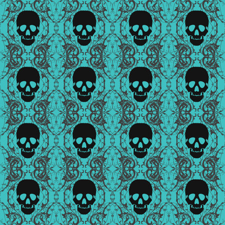 Seamless background with vector skullsのイラスト素材