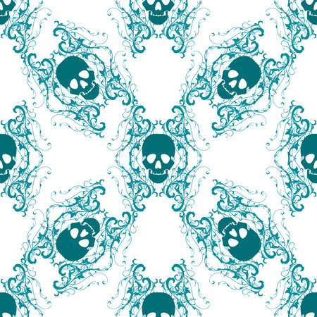Seamless background with vector skullsのイラスト素材