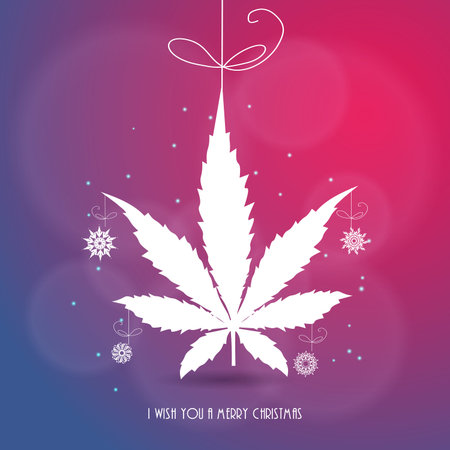 Cannabis leaf background. Christmas cardのイラスト素材