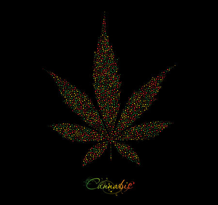 Cannabis leaf background. Christmas cardのイラスト素材