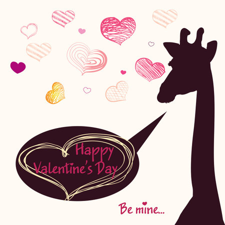 Happy Valentines day card with girafe. Valentines Day cardのイラスト素材