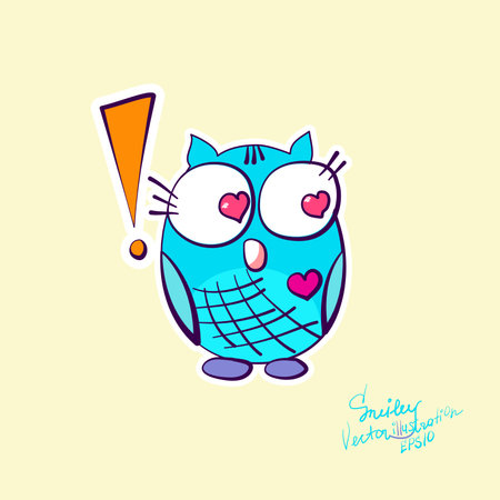 Cute and cartoon owls with various emotionsのイラスト素材