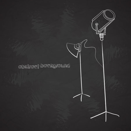 Photography studio bacground with lighting equipment and backdrop vectorのイラスト素材