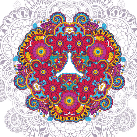 Vector floral pattern in doodle style with flowersのイラスト素材