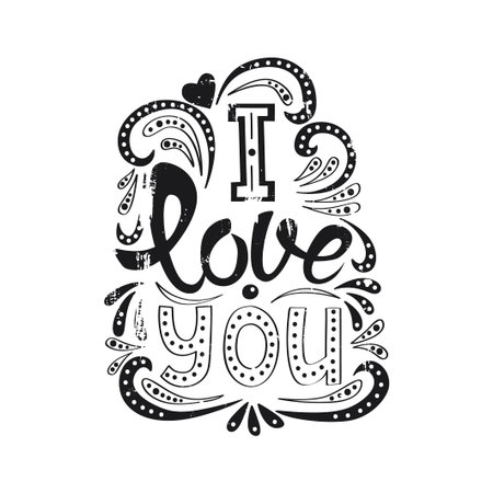 Greeting card for Valentines day with phrase I love you.のイラスト素材