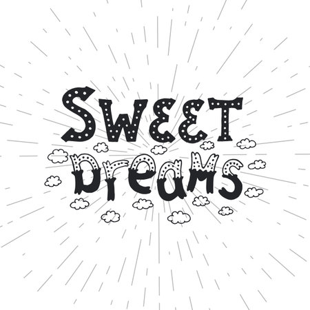 Isolated calligraphic hand drawn lettering of inspirational with phrase sweet dreams.の写真素材