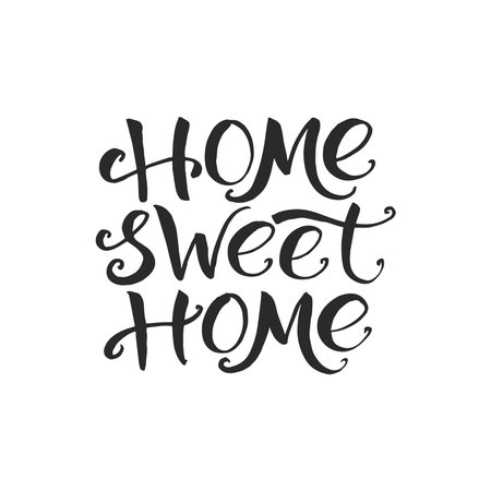 Hand drawn word. Brush pen lettering with phrase "home sweet home".のイラスト素材